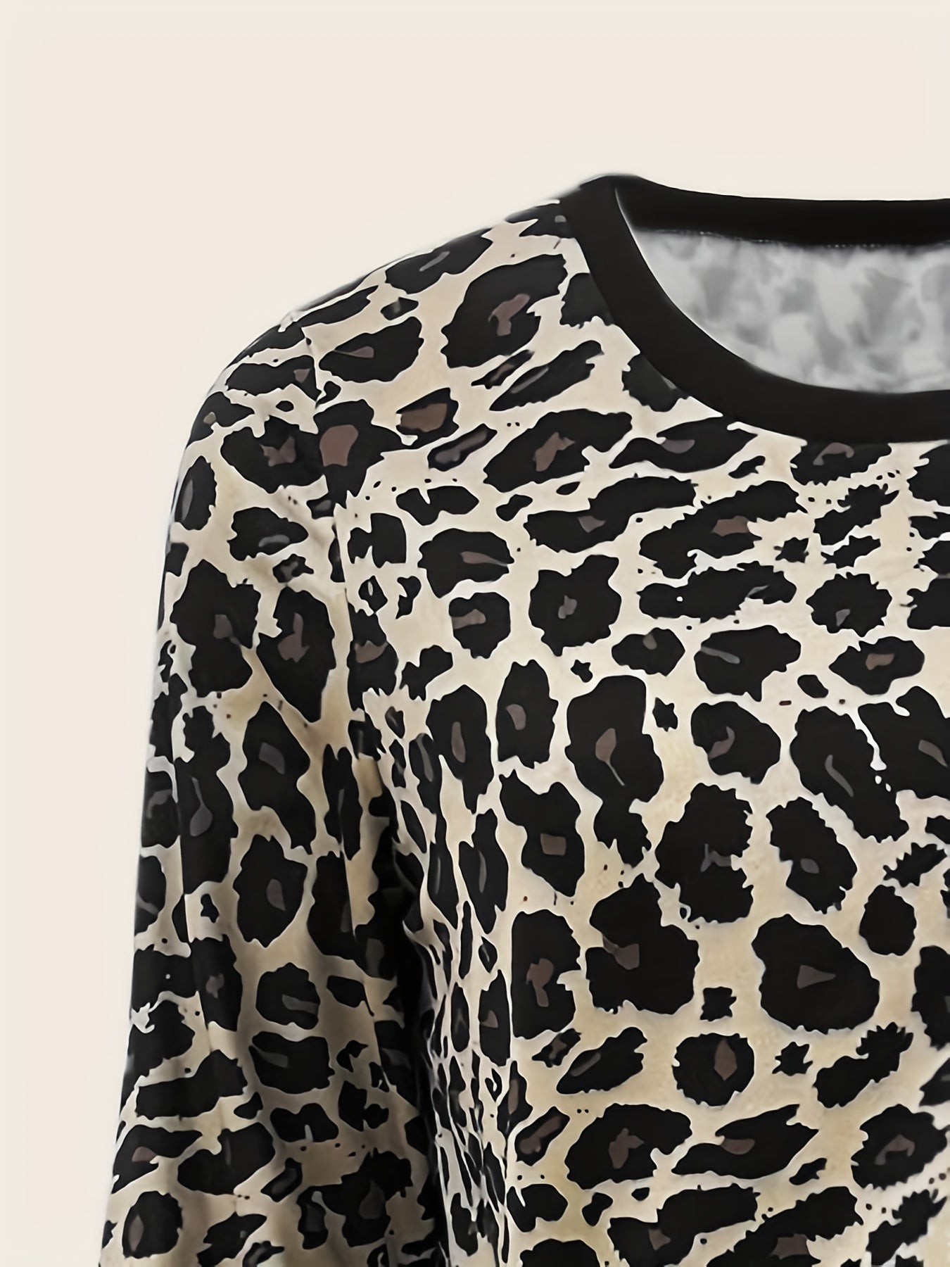 Leopard Print Two piece Set Long Sleeve Tops & Slim Pants
