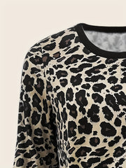 Leopard Print Two piece Set Long Sleeve Tops & Slim Pants