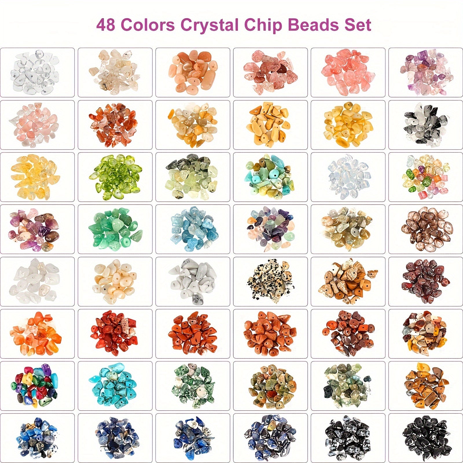 2360pcs 48 Colors Crystal Debris Beads Natural Stone DIY Jewelry Making Set