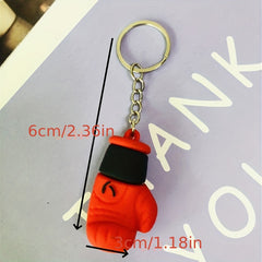 Creative Pvc Boxing Gloves Keychain Keyring Bag Ornament Pendant