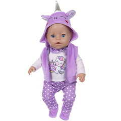 Purple Unicorn Doll Outfit Set for 17 inch Dolls with Cloak & Accessories