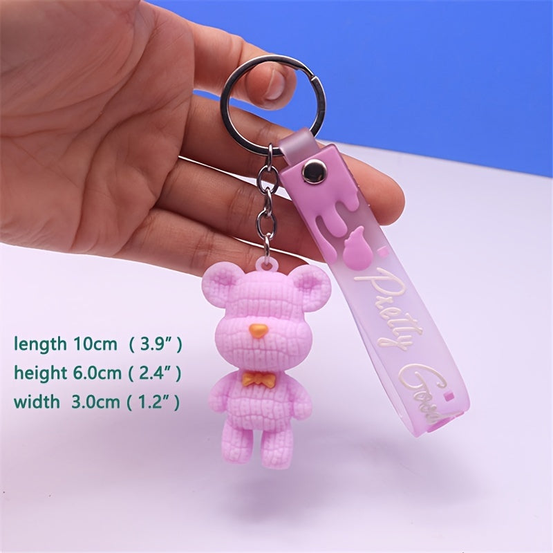 6pcs Multicolor 3D Bear Key Chain for Backpack