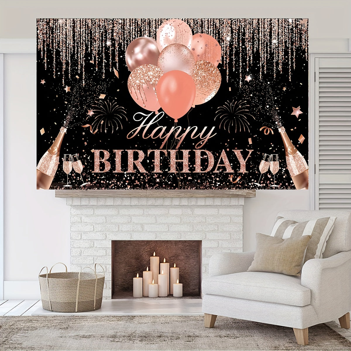 Silvery Rose Golden Happy Birthday Party Decorations Supplies Glitter Balloon