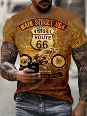 Men's Motorcycle Print T shirt Round Neck Tee Shirt For Summer