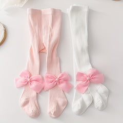 2 Pairs Kids Bowknot Socks Breathable Comfy Pantyhose 0-10 Years