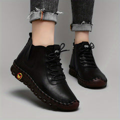 Women's High Top Lace-Up Sneakers Side Zipper Casual Walking Shoes