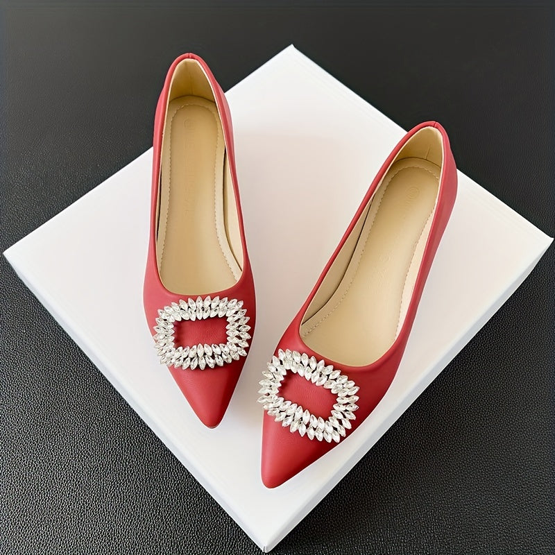 Women's Rhinestone Block Heel Slip On Shoes