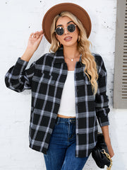 Plaid Shirt Jacket Long Sleeve Casual Shacket Women's Clothing