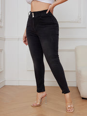 Sexy Jeans Women's Plus Button Fly High Waisted Skinny Jeans