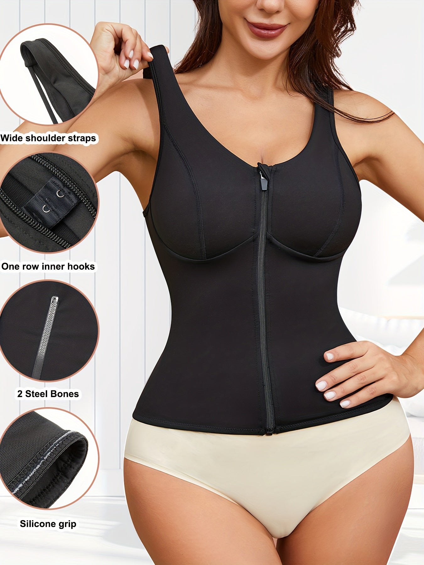 Zipper Shaping Tank Top Waist Trainer Tummy Control Slimmer