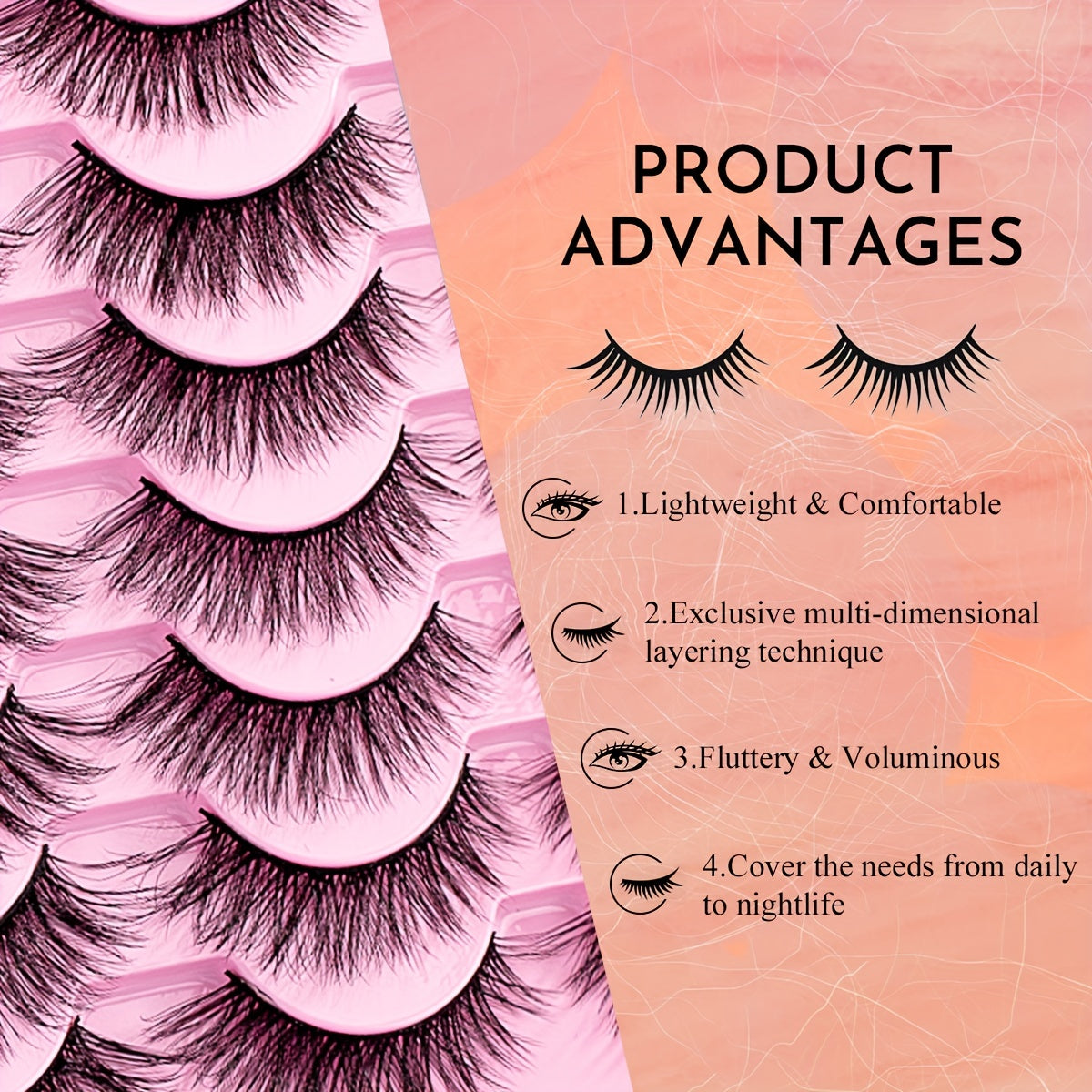 14 Pairs 3D Faux Mink False Eyelashes - Dramatic Cat Eye Look