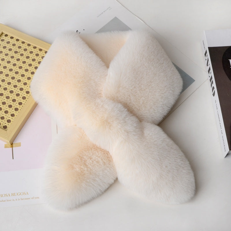 Rex Rabbit Whole Fur Plush Scarf for Men Thickening Cross Scarf