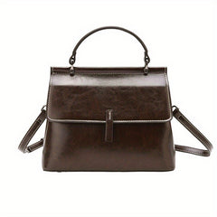 Split Leather Women'S Handbag in Red Coffee
