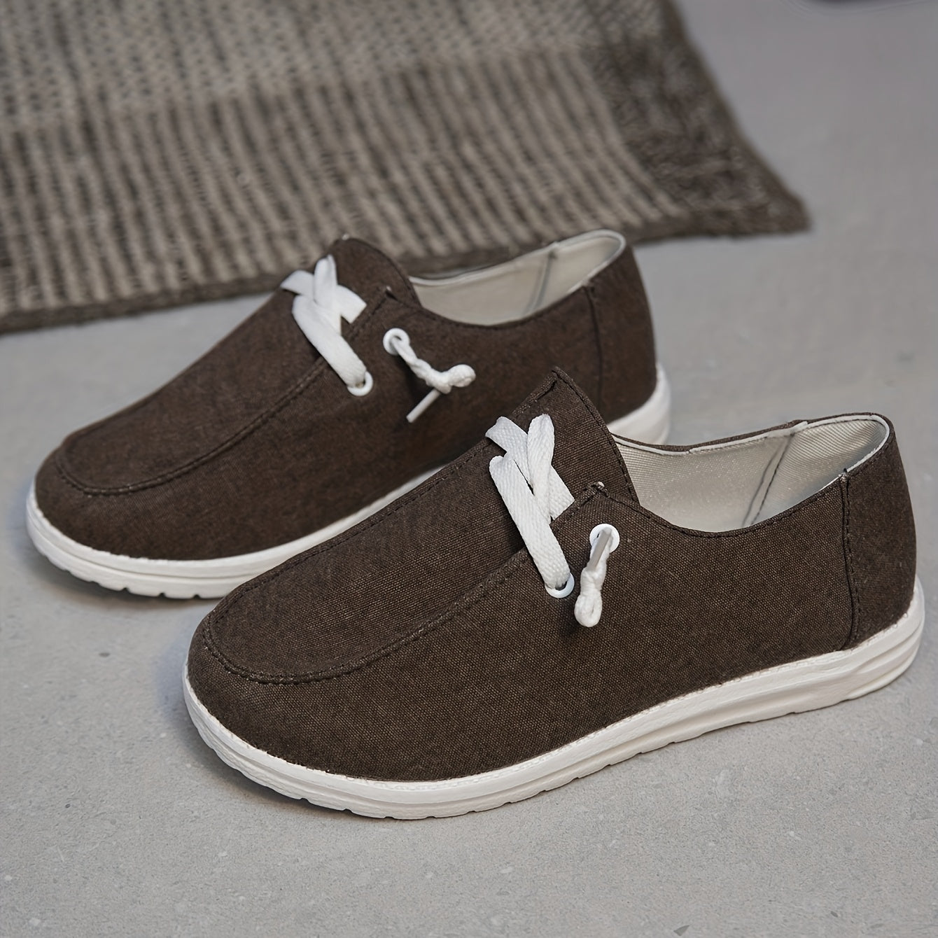 Women's Brown Canvas Shoes Casual Lace Up Outdoor Shoes