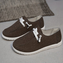 Women's Brown Canvas Shoes Casual Lace Up Outdoor Shoes