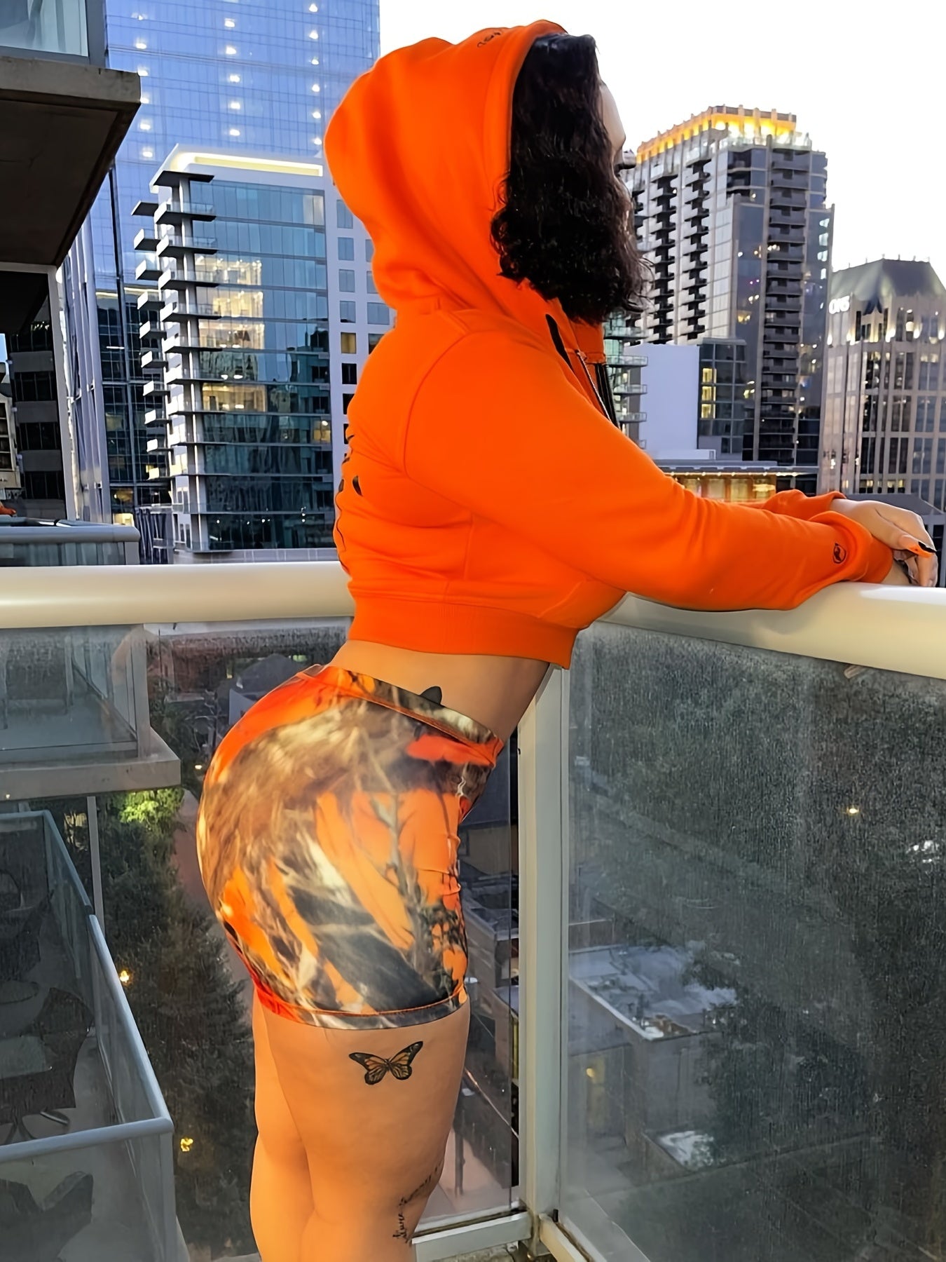 Graphic Print Bodycon Shorts High Stretch Sports Shorts