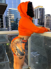Graphic Print Bodycon Shorts High Stretch Sports Shorts