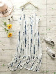 Tie Dye V Neck Maxi Dress Medium Stretch