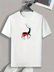 Abstract Deer Print Men's Comfy T-shirt for Outdoor Summer