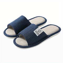 Men's Lightweight Flax Non Slip Open Toe Slides for Summer