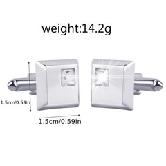 Alloy Men's Shirt Cufflinks with Artificial Diamond Inlay