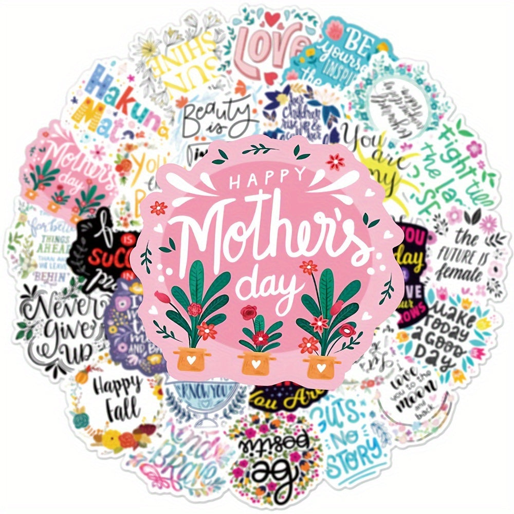 50pcs Inspirational Text Sentence Phone Case Stickers Waterproof DIY Decoration