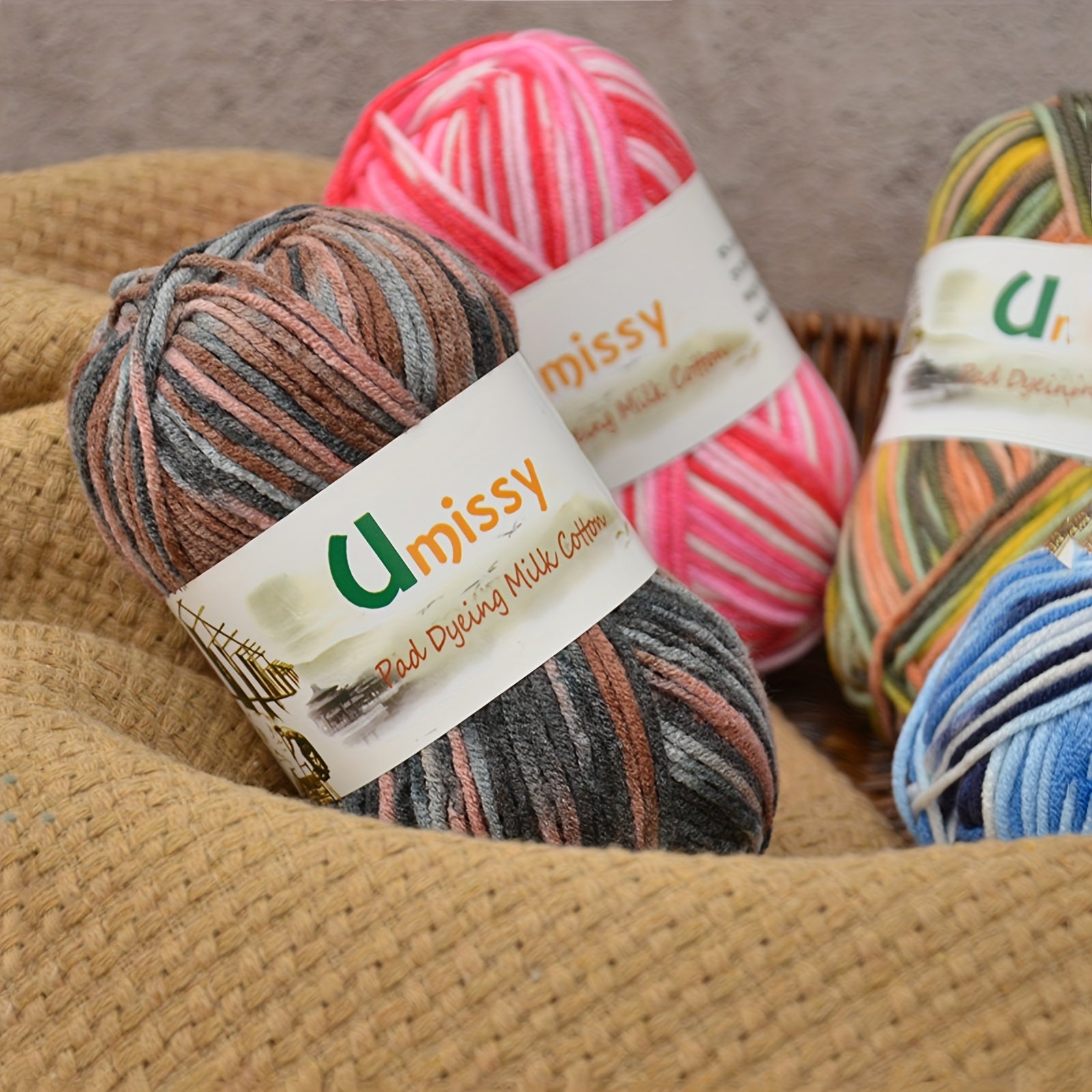 2pcs 50g Melange Yarn & Needles, Fancy Yarn Thread Mix Colors For Hand Knitting