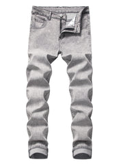 Men's Solid Mid Stretch Denim Pants For Spring Summer