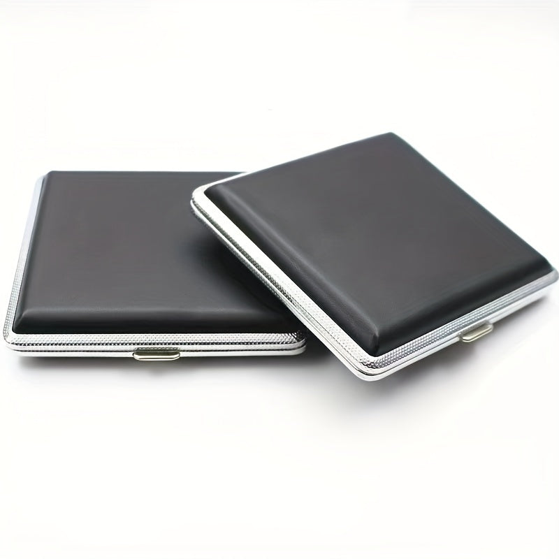 20 Pack Metal Clip Leather Cigarette Case Flip Cover Square Keychain