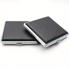 20 Pack Metal Clip Leather Cigarette Case Flip Cover Square Keychain