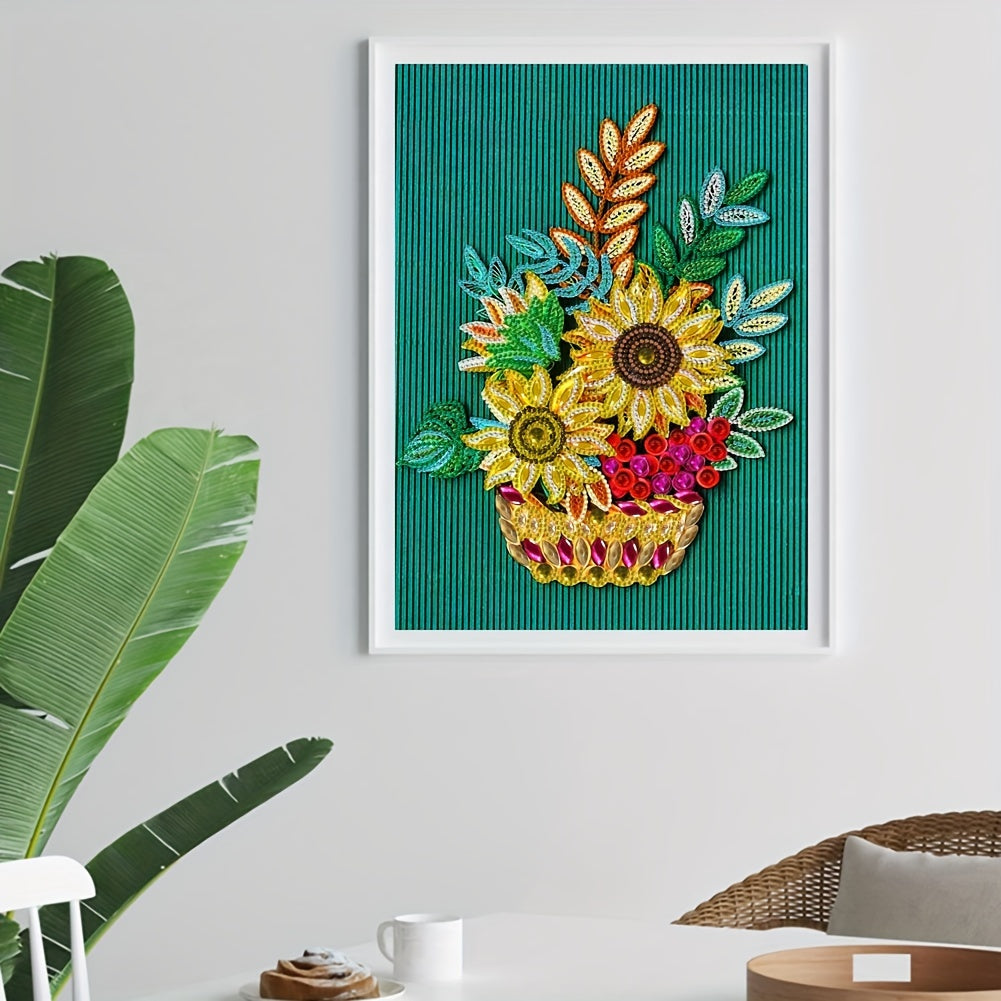 Flower Basket Diamond Painting Kit - Special Shape Crystal Partial