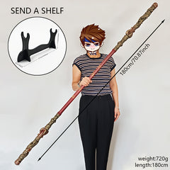 Anime Inspired Golden Hoop Staff 1.8m Detachable Cosplay Accessory with Stand