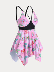 Y2k Butterfly Print Swimsuit Set - 2pc