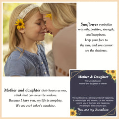 Sunflower Heart Pendant Necklace for Mom and Daughter