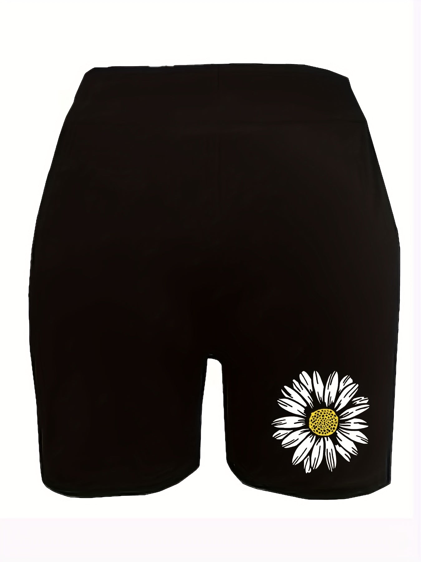 Flower Print High Rise Stretch Biker Shorts