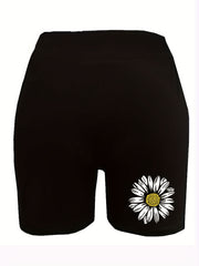 Flower Print High Rise Stretch Biker Shorts