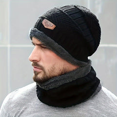 Winter Beanie Hat & Scarf Set Velvet Thickened Warm Knitted Hat