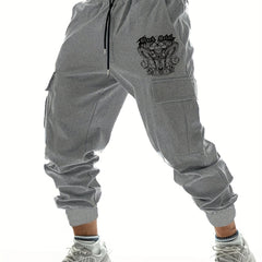 Hipster Metal Print Cargo Pants Men