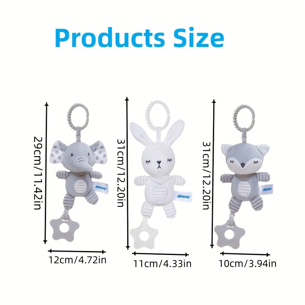 KIZH Hanging Rattle Toy Animal Wind Chime Plush Stuffed Animal Rattle Toy