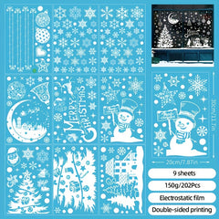 9pcs Christmas Window Snowflake Clings Stickers - Glass Win