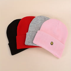Sport Knit Beanie Hat with Smile Embroidered Warm Ski Cold Hat