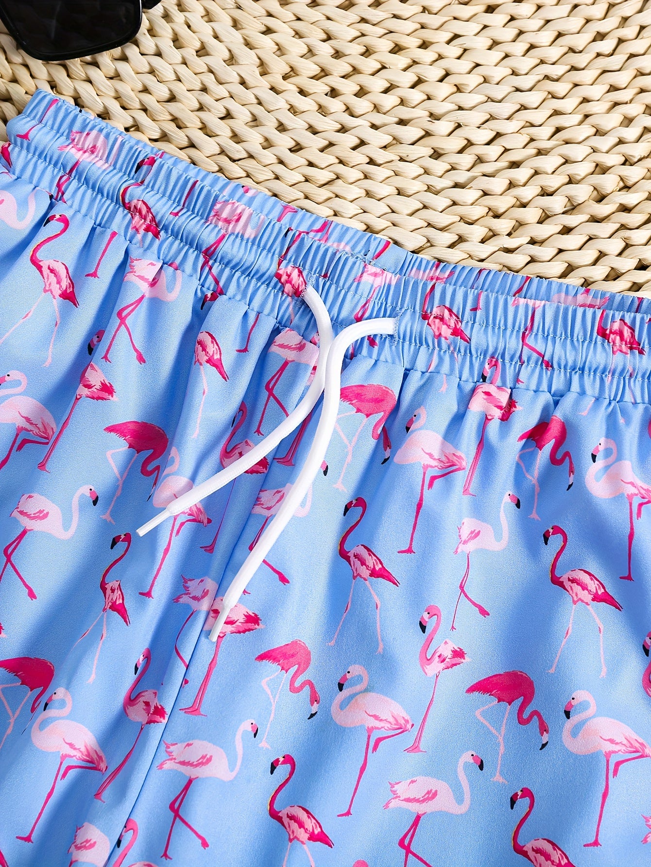 Boys Flamingo Print Swim Trunks Elastic Waist Beach Pants