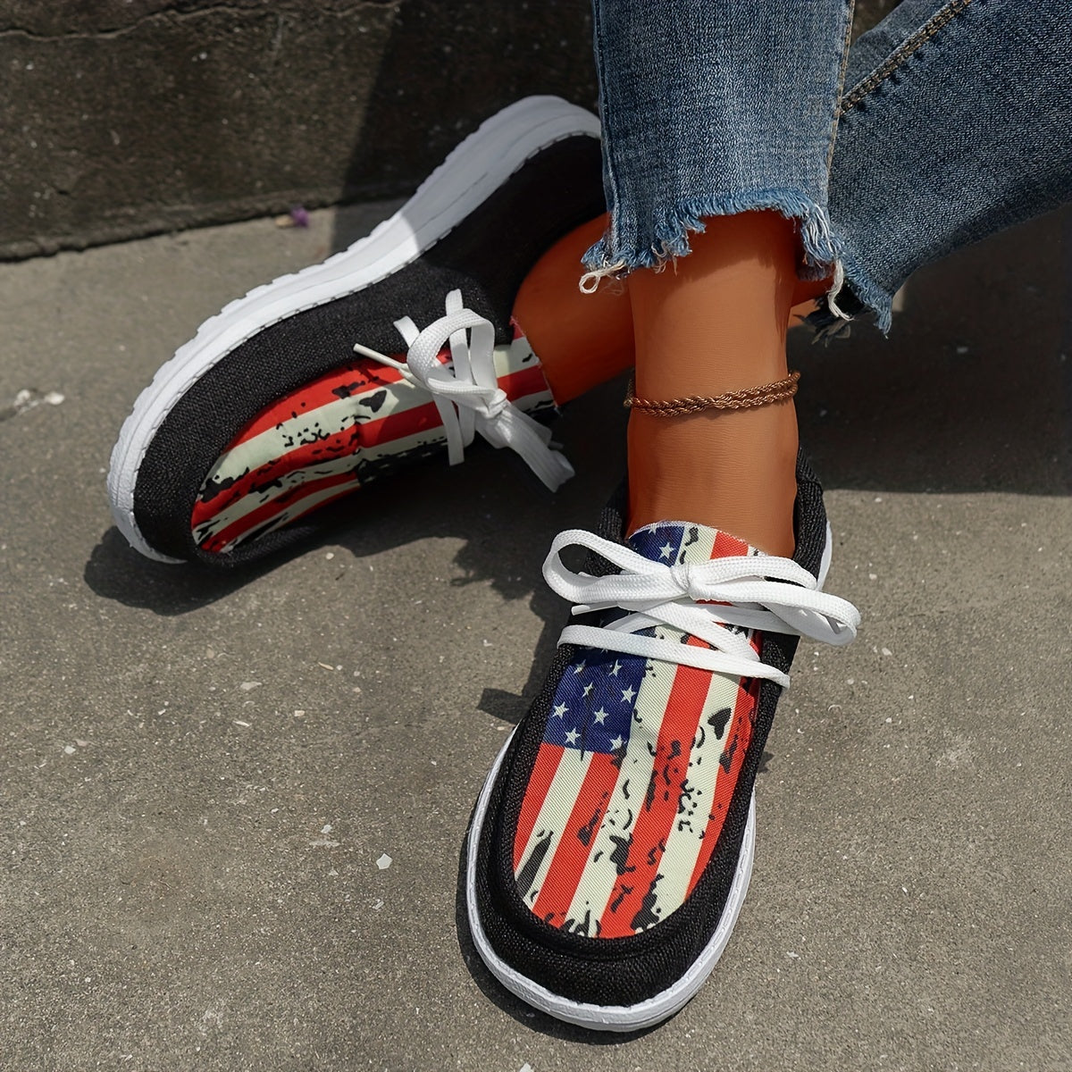 Women's Flat Lace Up Loafers Lightweight Canvas Shoes