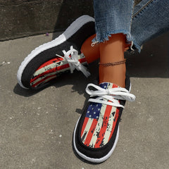 Women's Flat Lace Up Loafers Lightweight Canvas Shoes