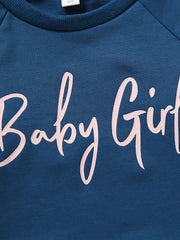 Baby Girls Casual Sweatshirt Long Sleeve Letter Print Knit Shirt