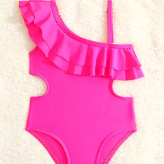 Girls Ruffle Trim Swimwear Bathing Suit for Hawaii Vacation