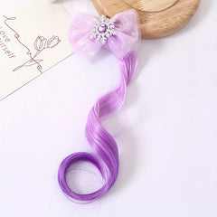 Snowflake Mesh Bow Curly Wig Hair Clips for Girls