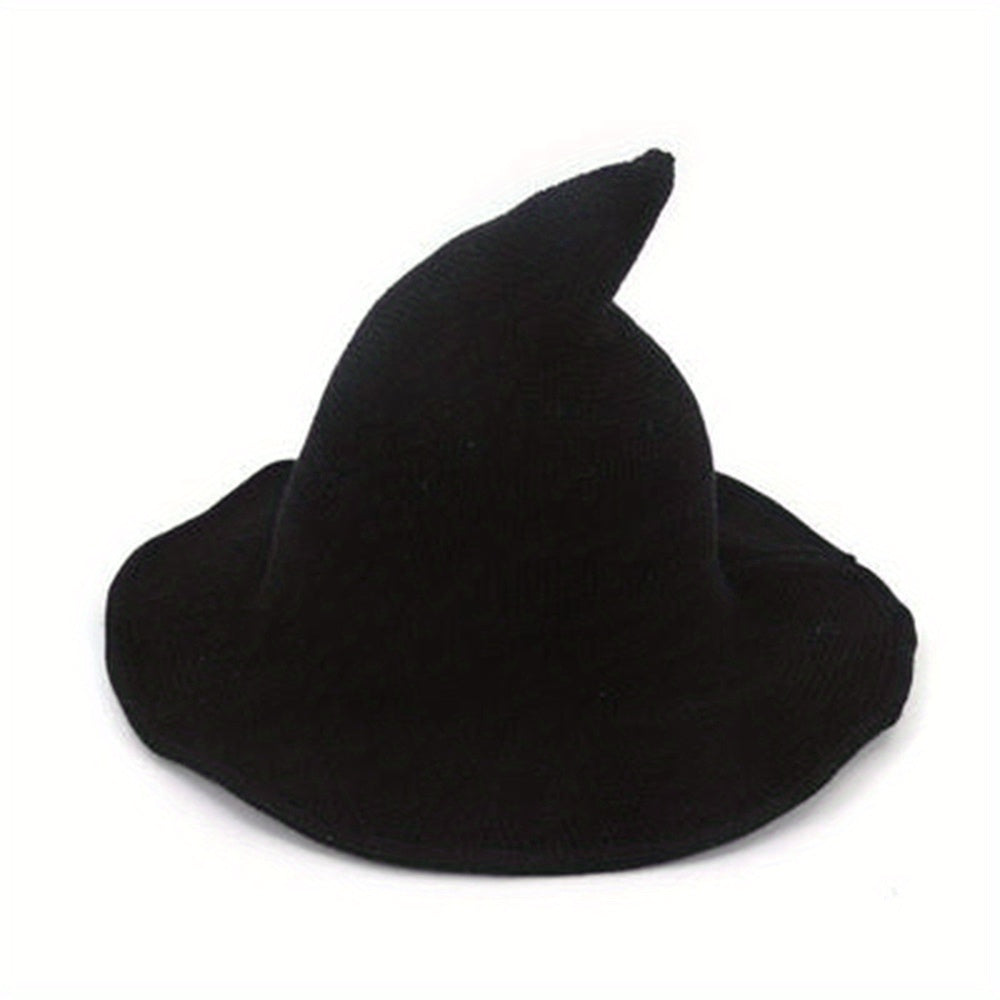 Gothic Witch Wool Knit Hat for Halloween Parties
