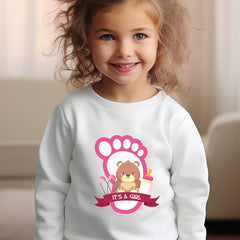 Girls Bear Pattern Crew Neck Sweatshirt