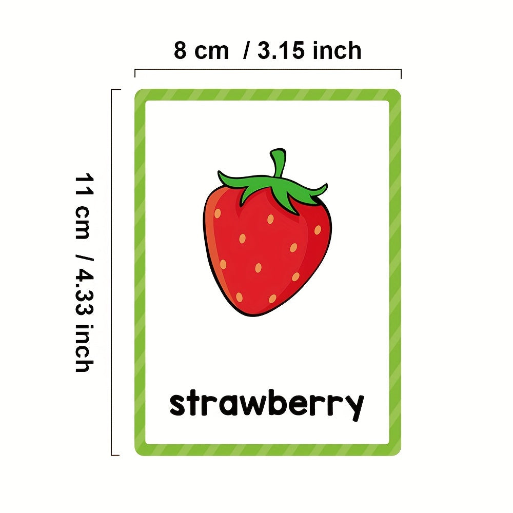 Fruits Vegetable English Flashcards Pocket Card Kids Educational Learning Toys